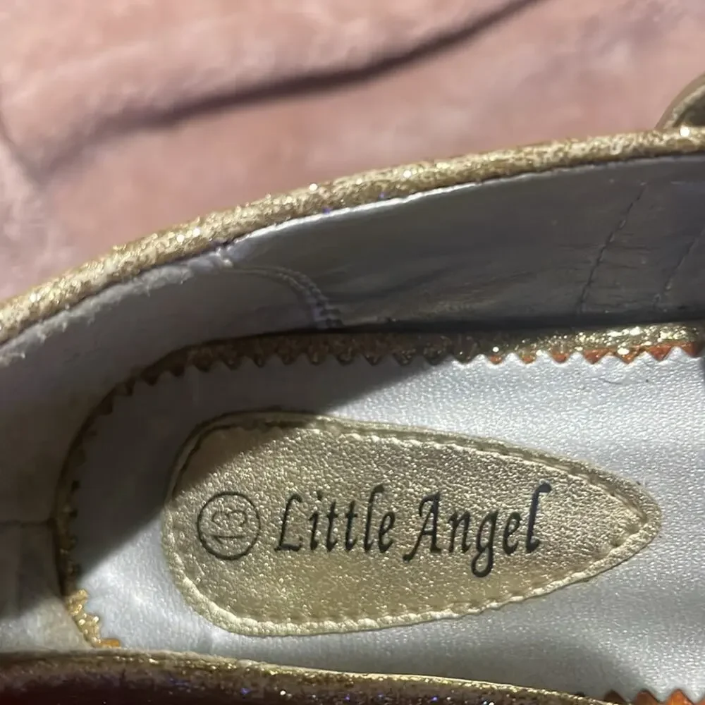 Little Angel 13 golden maryjanes guc rubber non marking soles